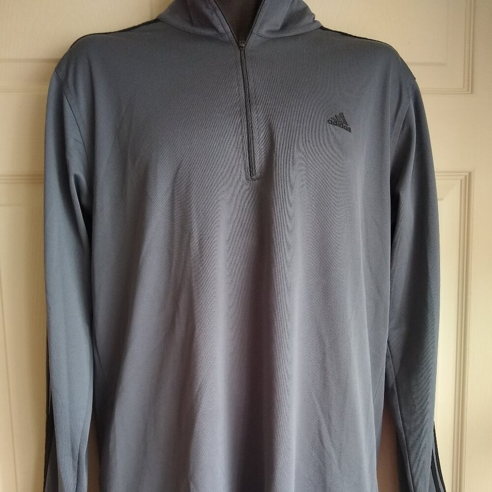 Adidas pullover Men Large Grey Climalite 3-Stripes Pullover Quarter Zip